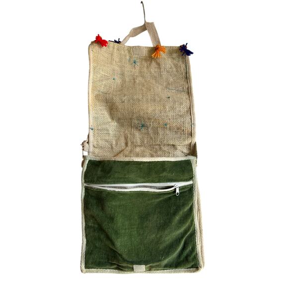 Dolls of India Jute Bag - green/teal/multi color - beads and sequence handbag - Picture 8 of 11